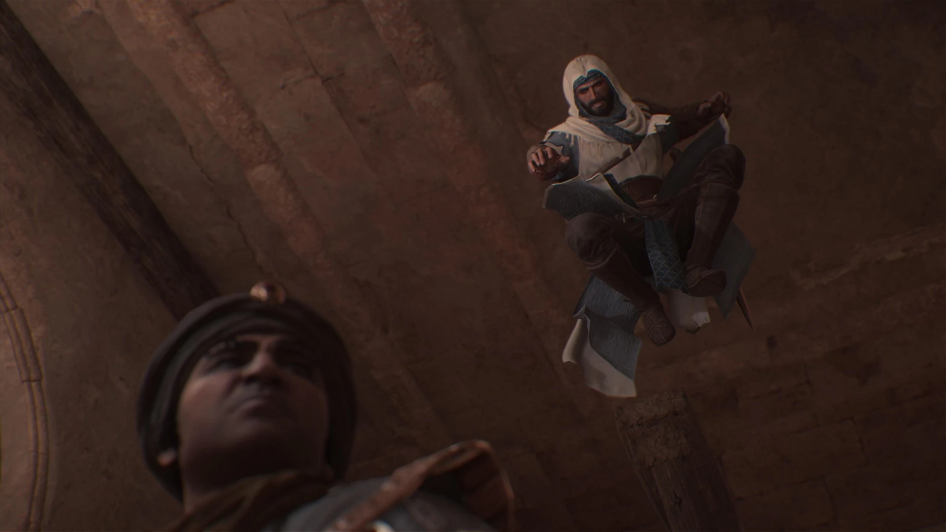 بطل Assassin's Creed Mirage أثناء أغتيال احد اشرار اللعبة
