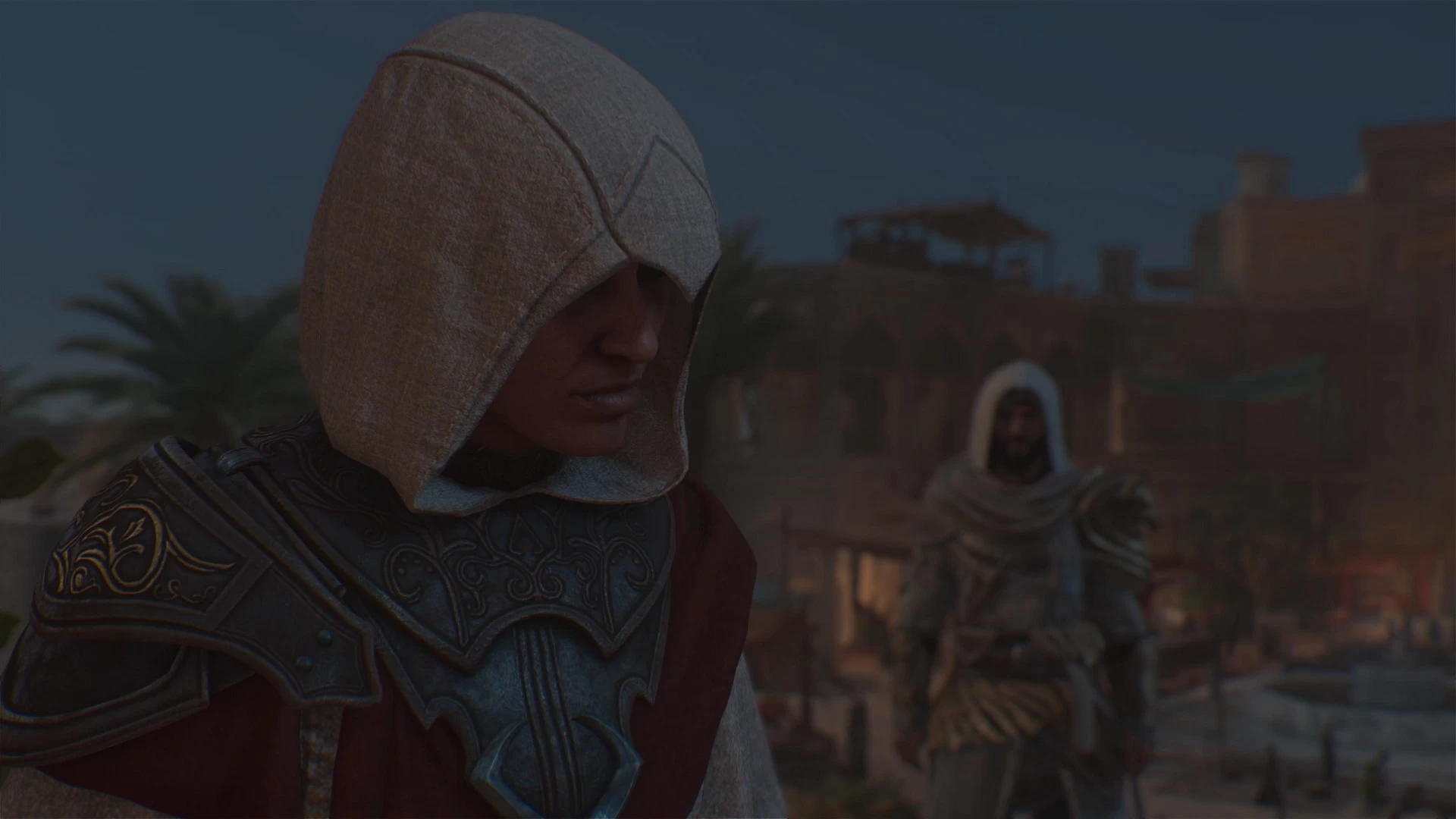 مشهد يظهر روشان والجني داخل Assassin's Creed Mirage