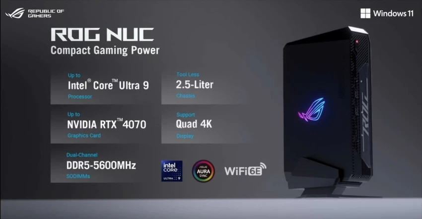 CES 24: شركة ASUS تعلن عن جهاز ASUS NUC المحمول بمعالج Core Ultra 185H