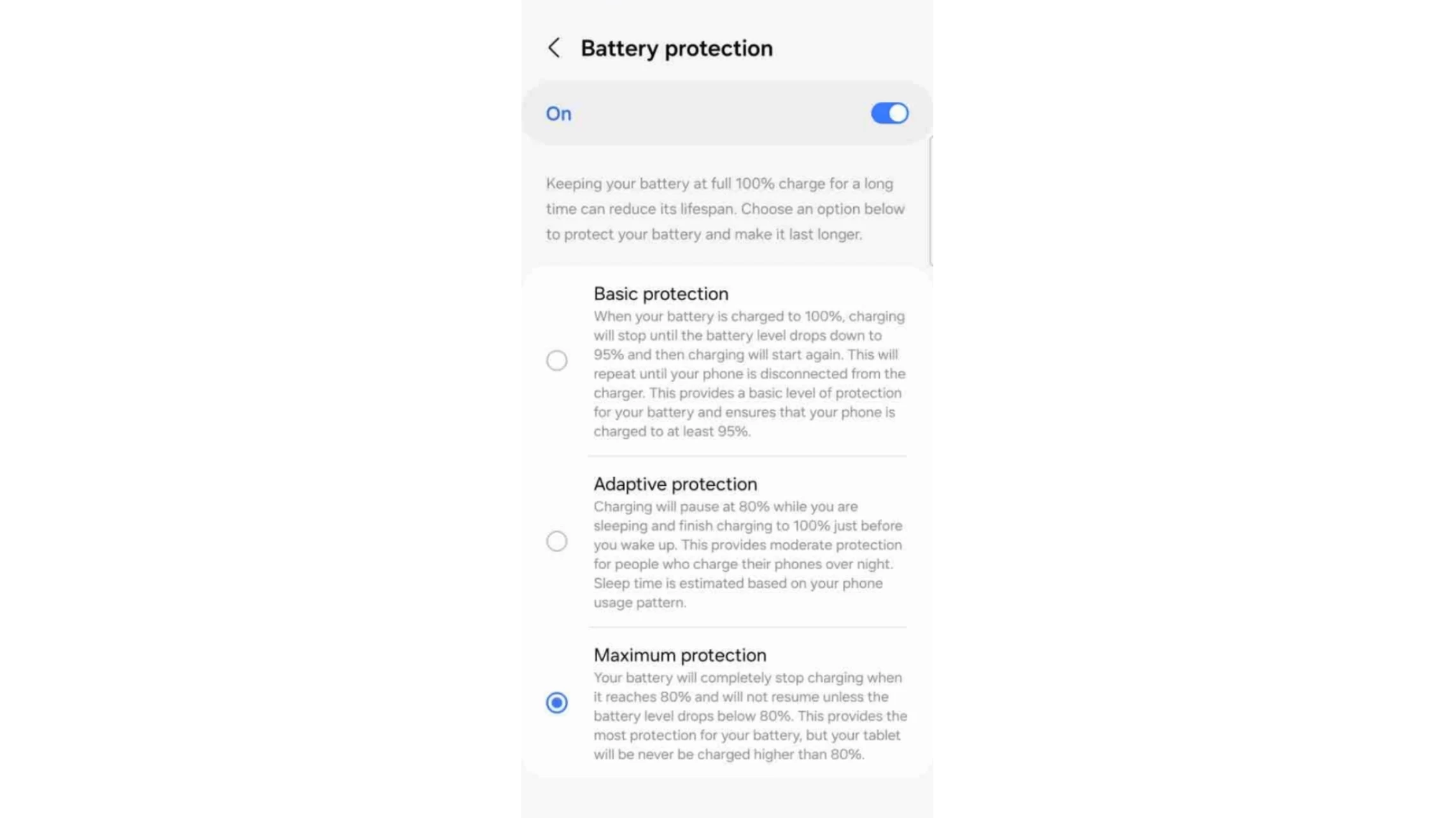 OneUI 6.1 Battery Protection