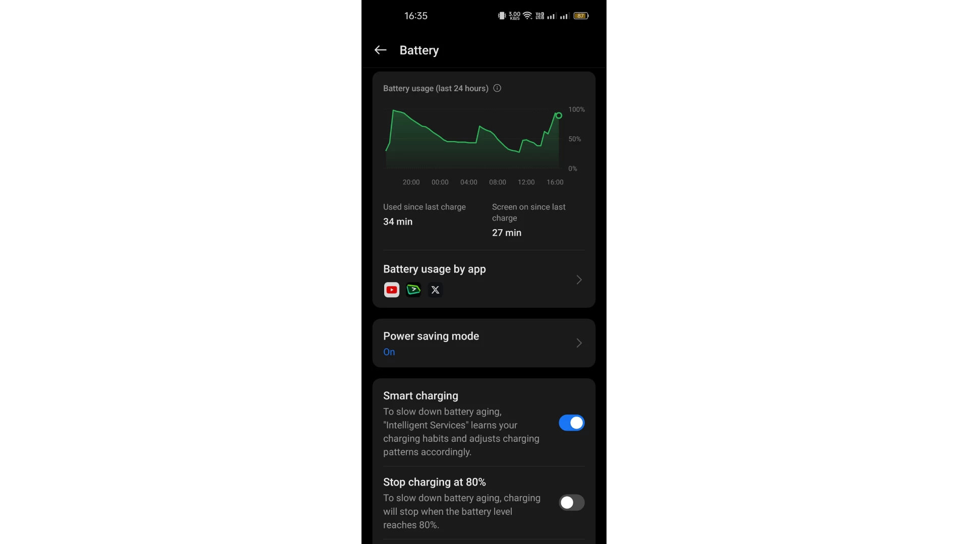 البطارية في ColorOS 14