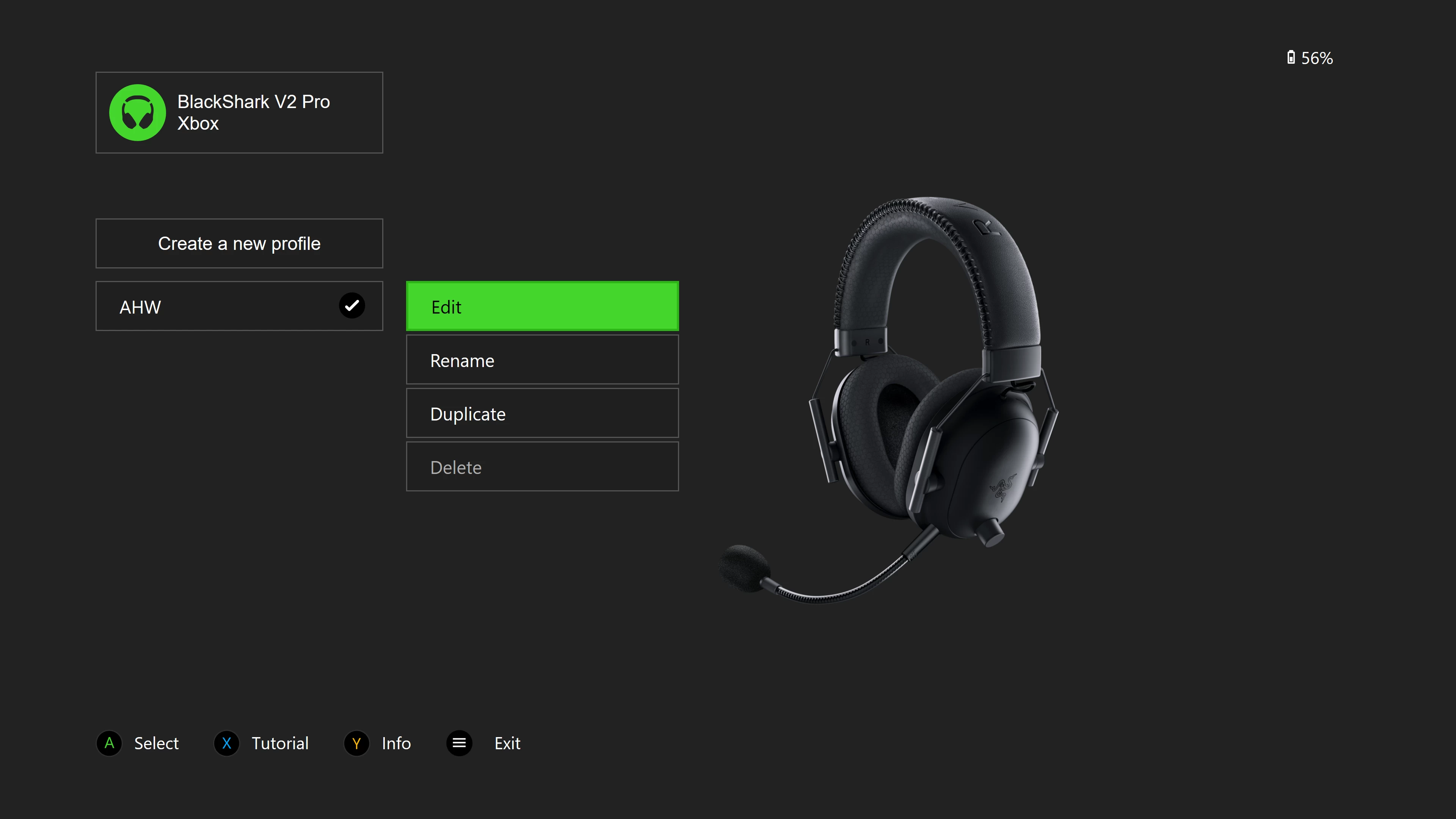 واجهة برنامج Razer Audio for Xbox