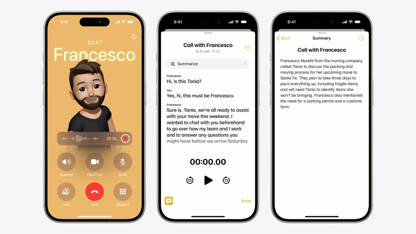 آبل تضيف ميزة تسجيل المكالمات لأول مرة في أجهزة آيفون مع تحديث IOS 18