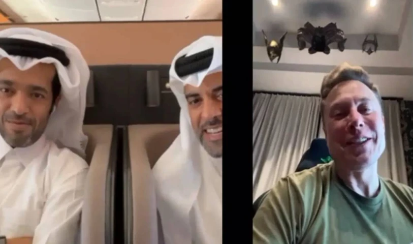 مكالمة فيديو إيلون ماسك مع الطيران القطري لتجربة الإنترنت الفضائي