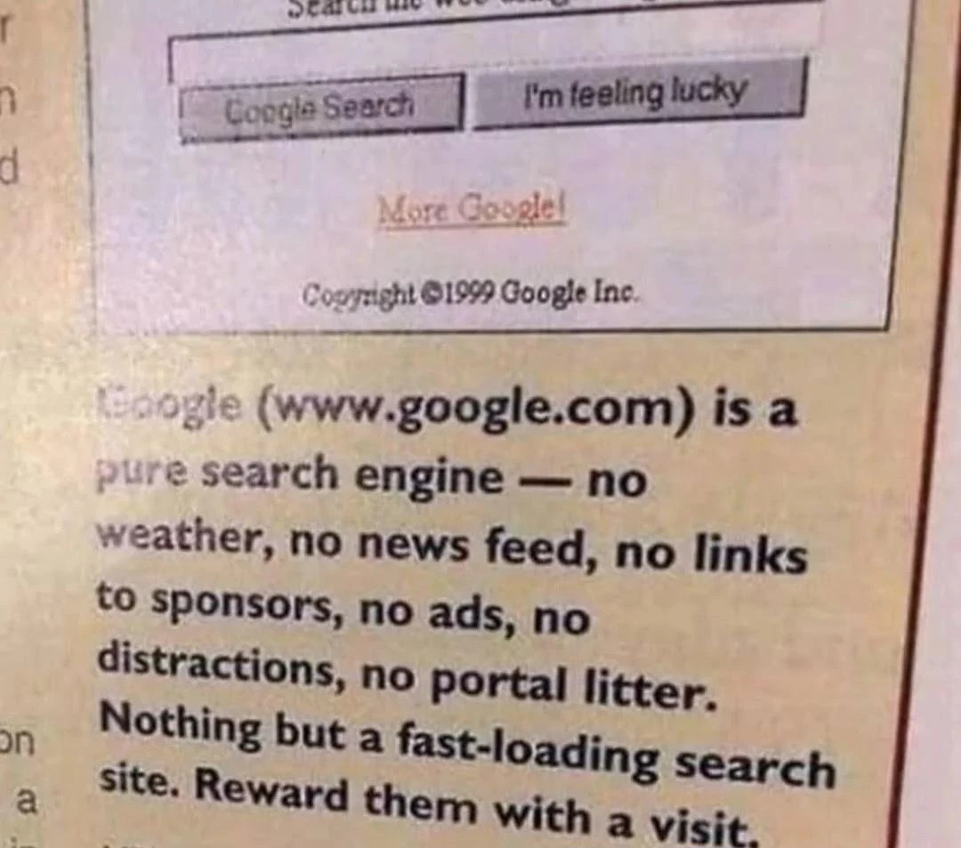 إعلان جوجل من سنة 1999