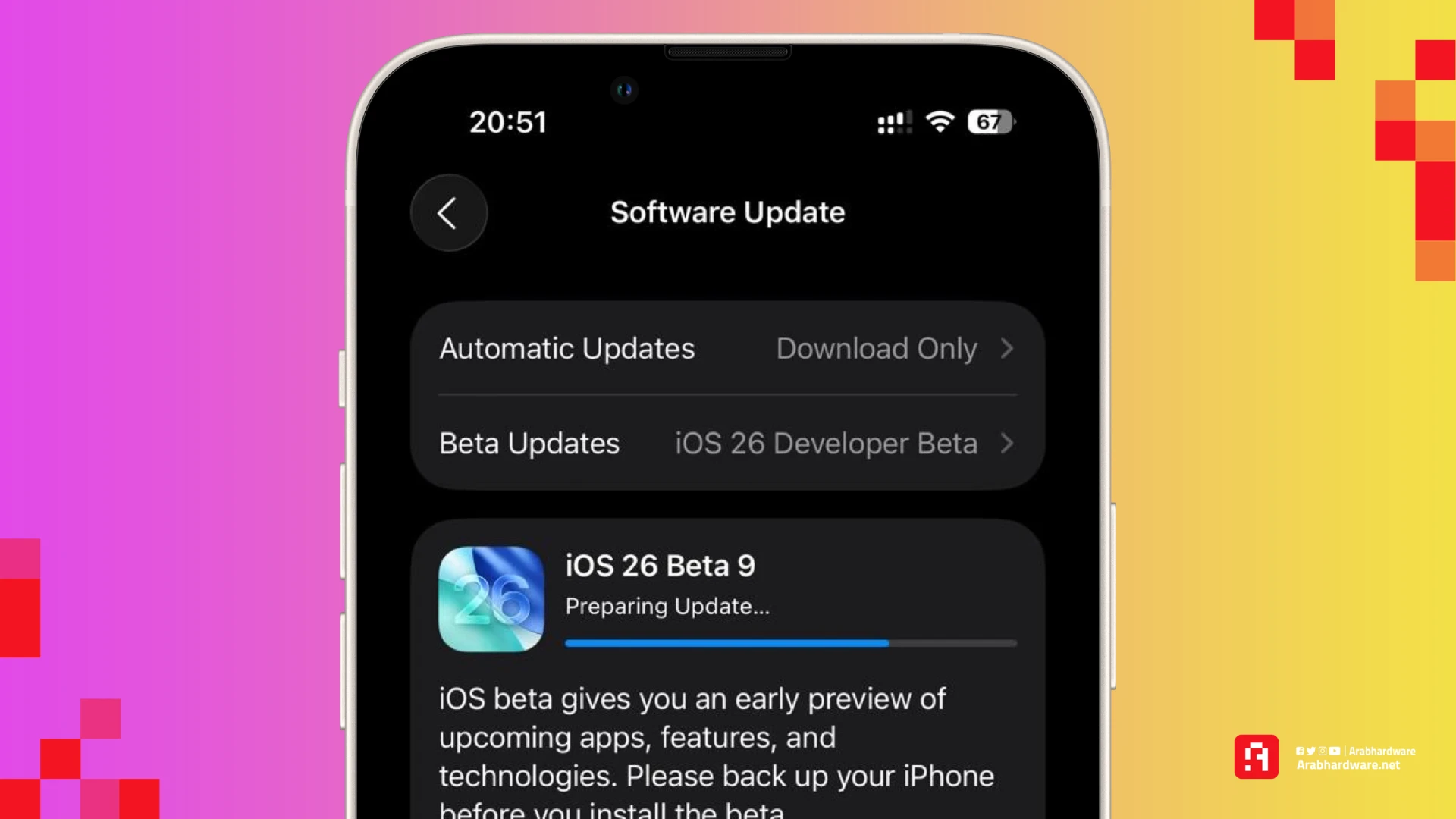 بشكل مفاجئ: آبل تطلق تحديث iOS 26 Beta 9 - Arabhardware