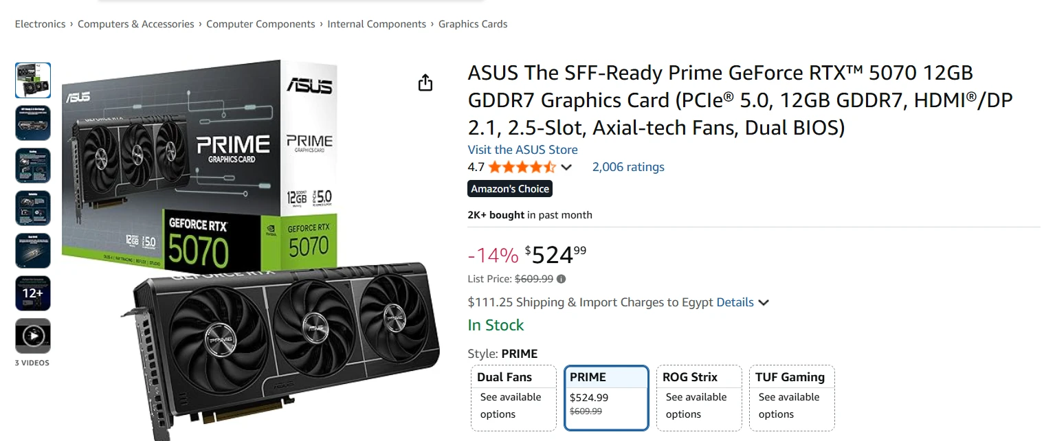 ASUS RTX 5070 Price