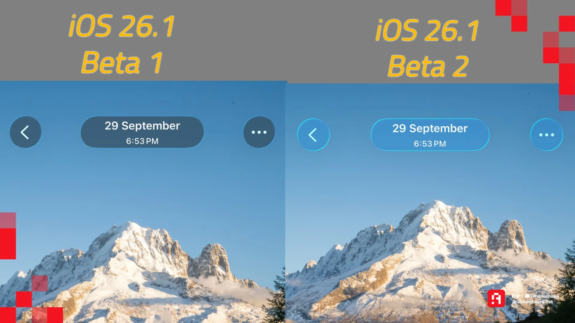 تغير شفافية الأزرار في تحديث iOS 26.1 Beta 2