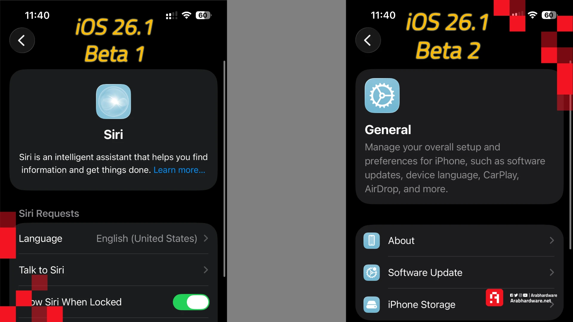 تغير محاذاة النصوص في تحديث iOS 26.1 Beta 2