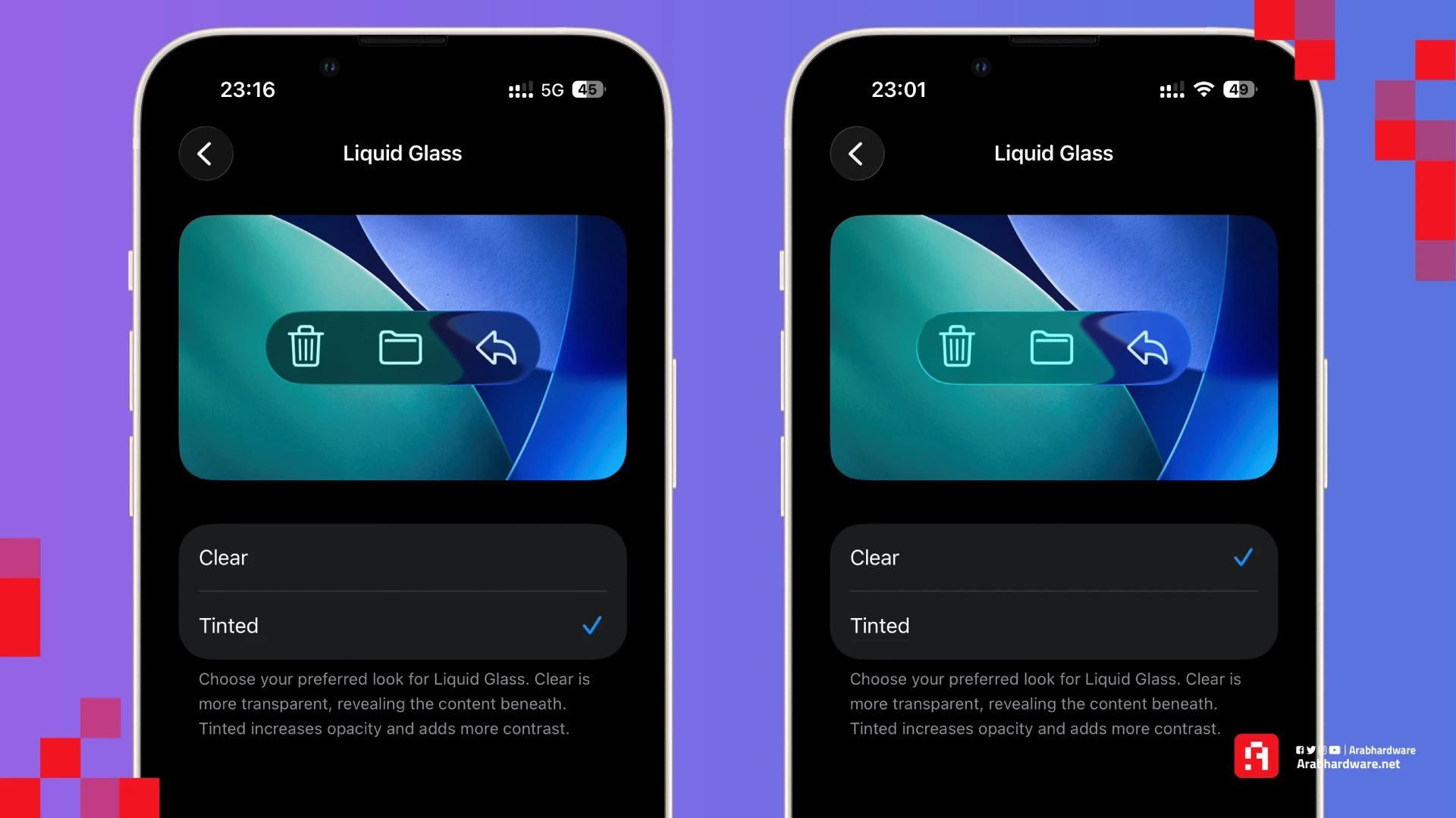 اختيار تخصيص مظهر الزجاج السائل في تحديث IOS 26.1 BETA 4