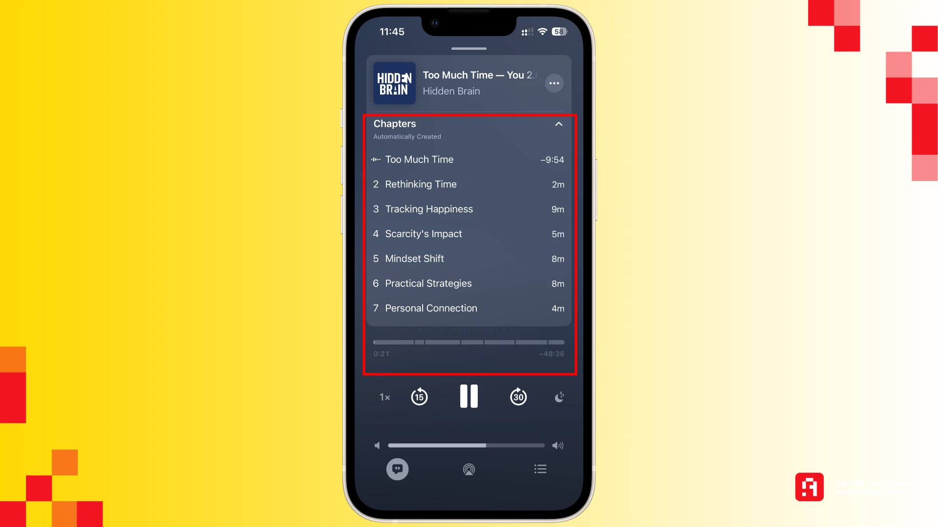 تقسيم حلقة البودكاست إلى فصول تلقائيًا مع تحديث ios 26.2 beta