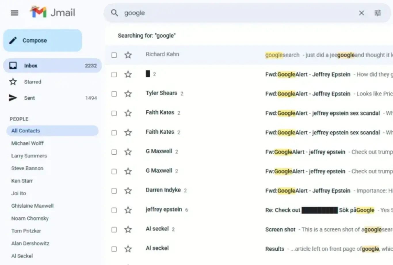 Jmail: موقع جديد يعيد عرض رسائل إبستين في صيغة تحاكي صندوق Gmail