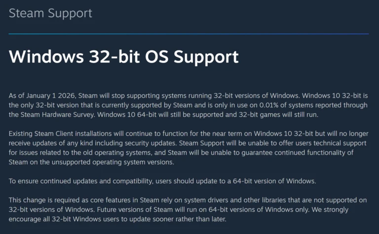 Steam 64 Bit Only