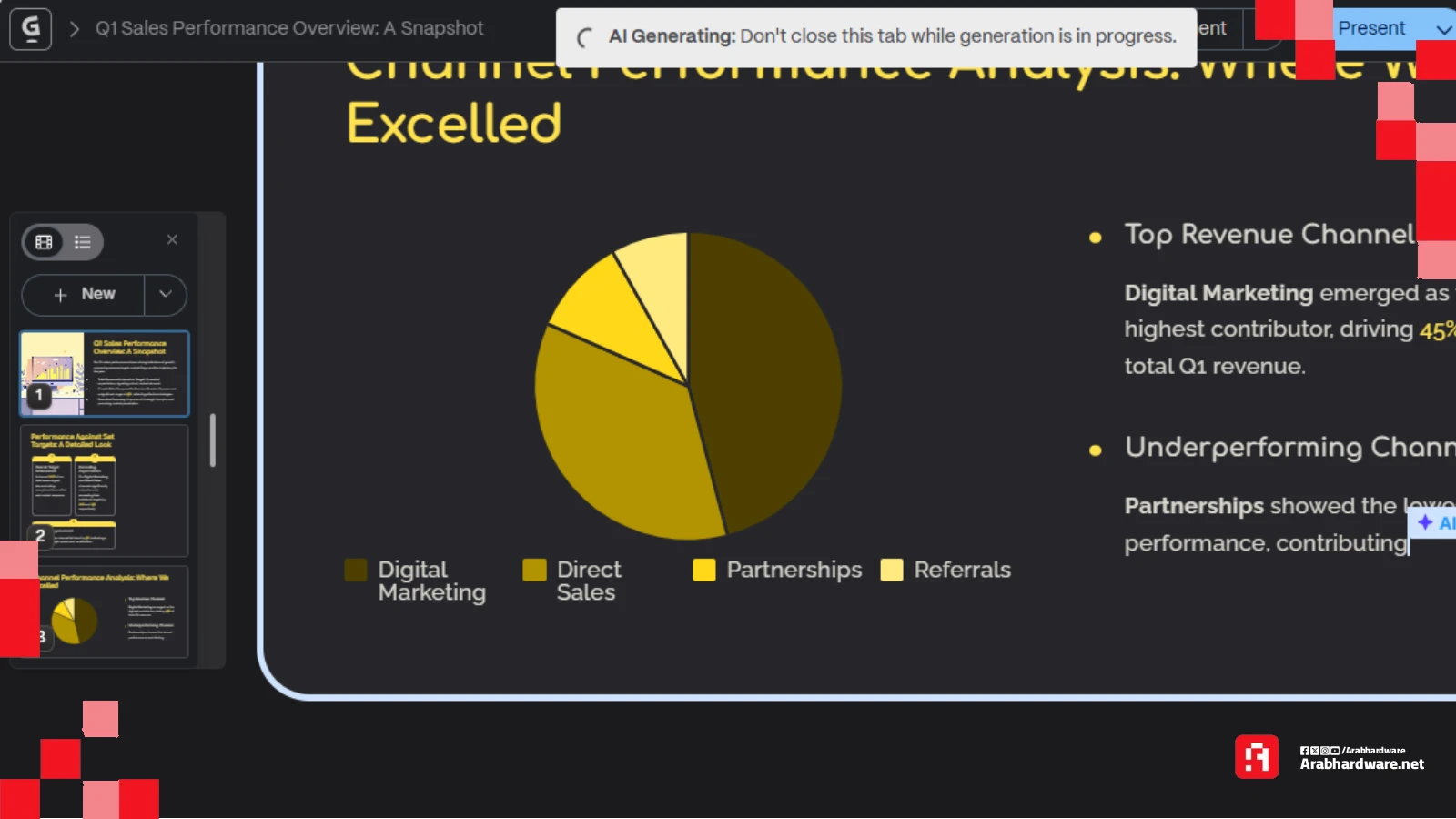 توليد الشرائح تلقائيًا في Gamma