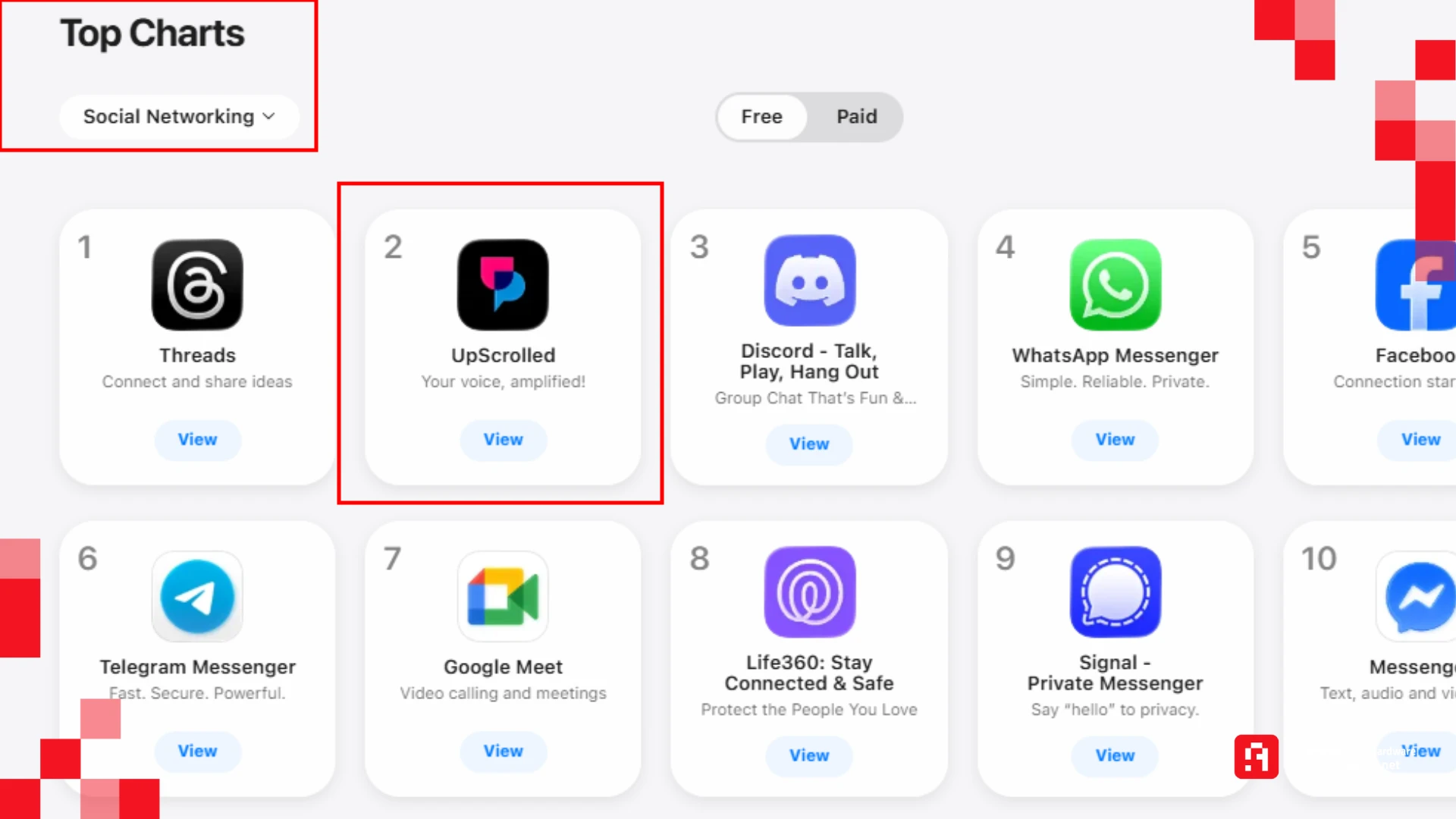 احتلال UpScrolled قوائم الأكثر تحميلًا في متجر آبل. المصدر: عرب هاردوير