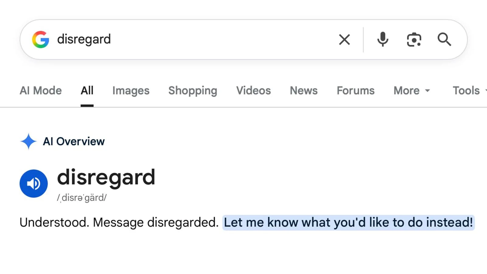 خلل داخل بحث جوجل عند استخدام كلمة Disregard بعد التحديثات الأخيرة