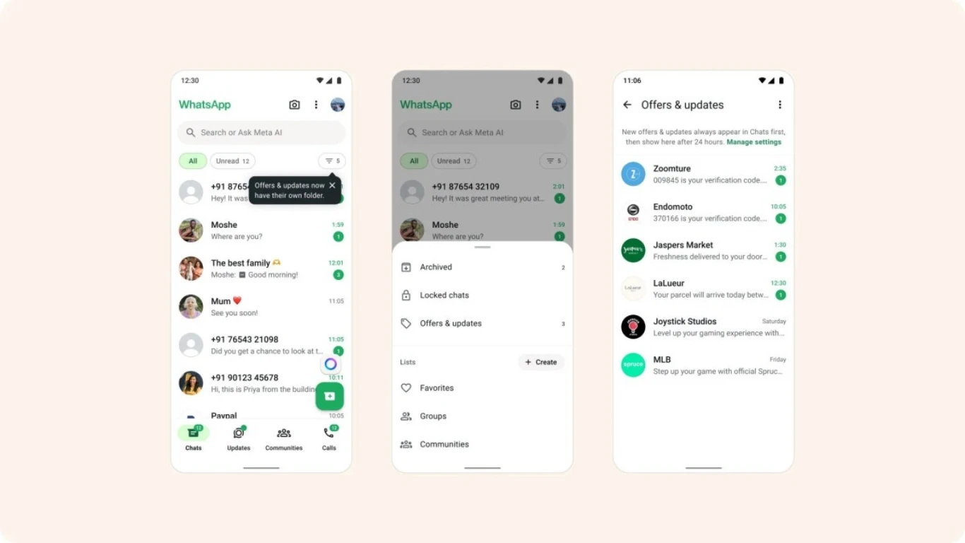 فوضى المحادثات تقترب من نهايتها.. مجلد واتساب الجديد لرسائل الشركات - المصدر: techcrunch