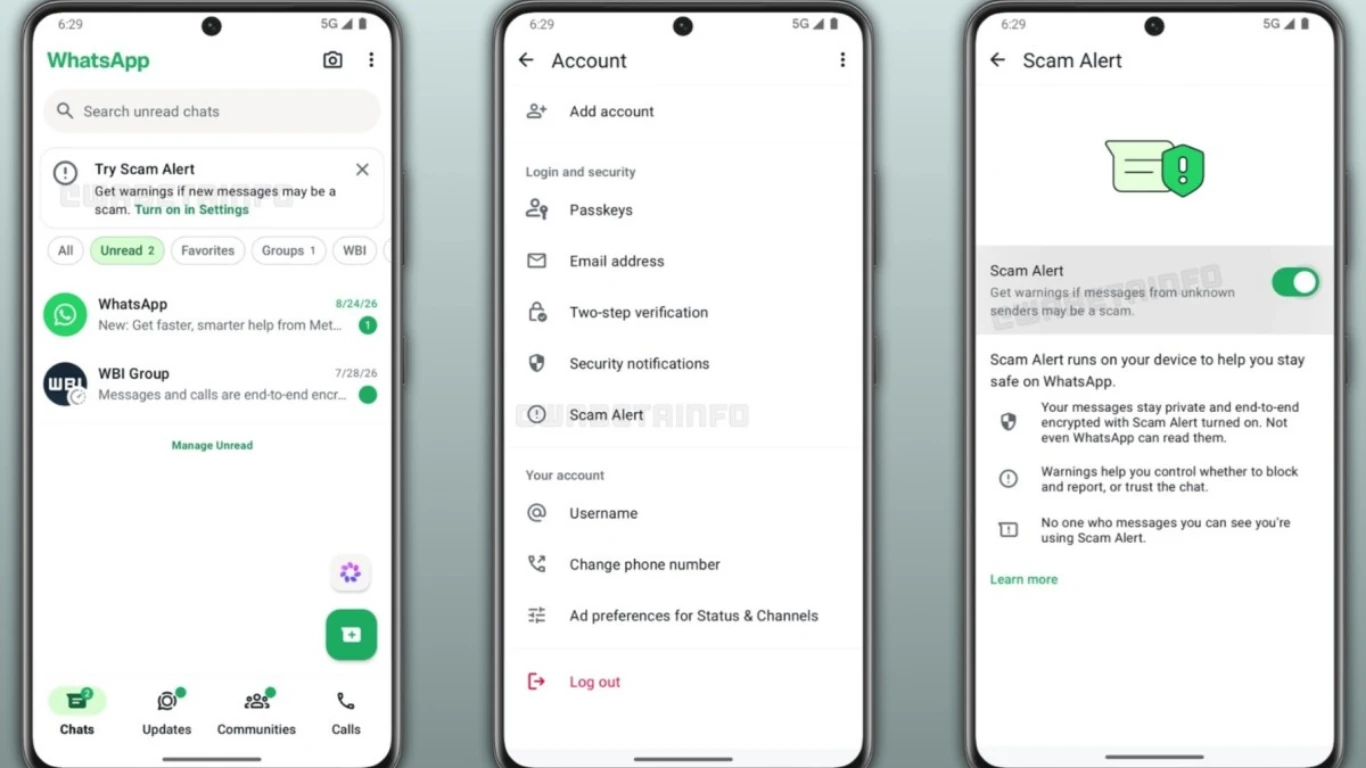 واتساب يختبر ميزة ذكية تحذرك من رسائل الاحتيال على أندرويد - المصدر: wabetainfo