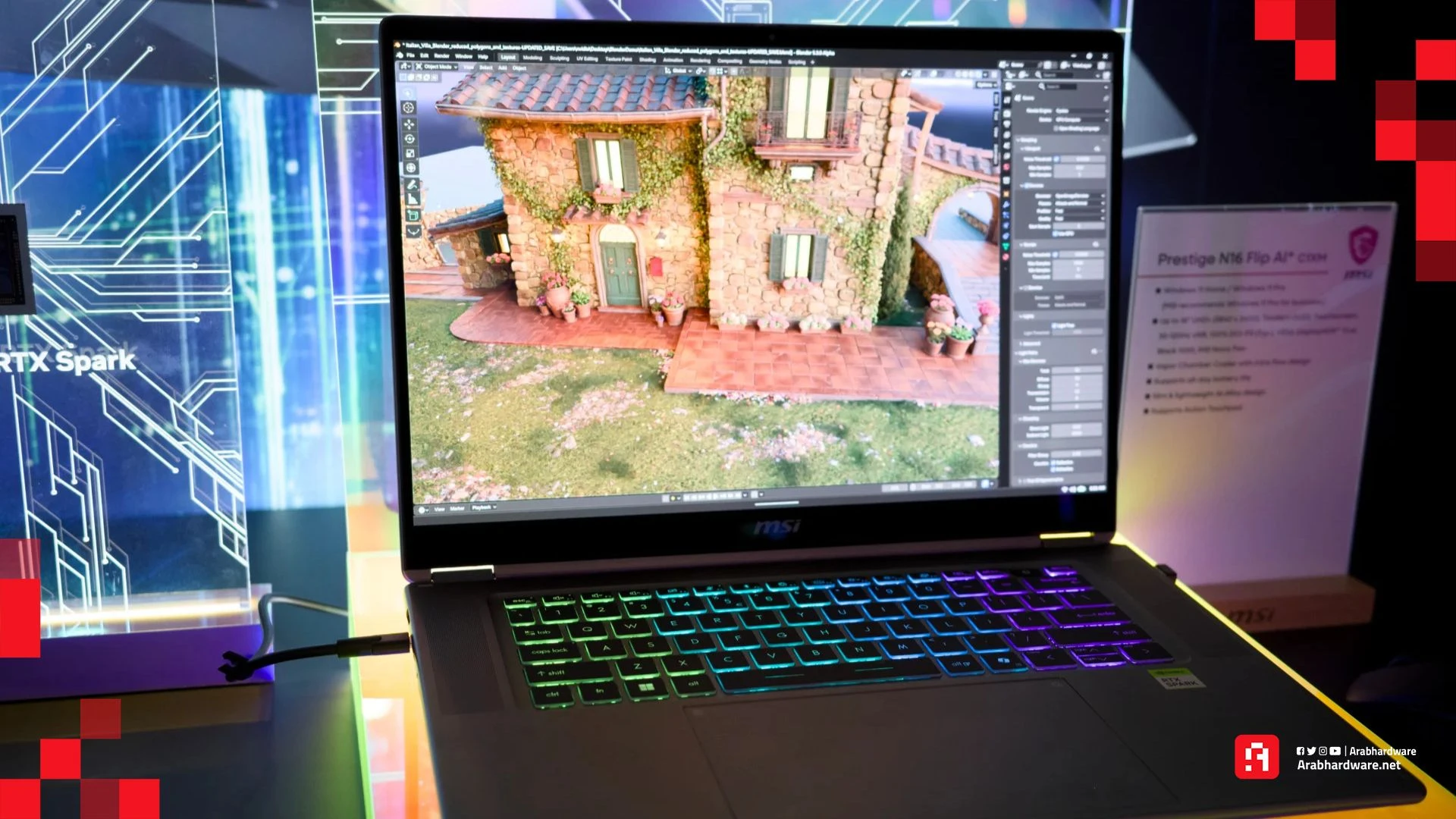 لابتوب MSI Prestige N16 Flip AI+ يضيف إضاءة RGB إلى RTX Spark