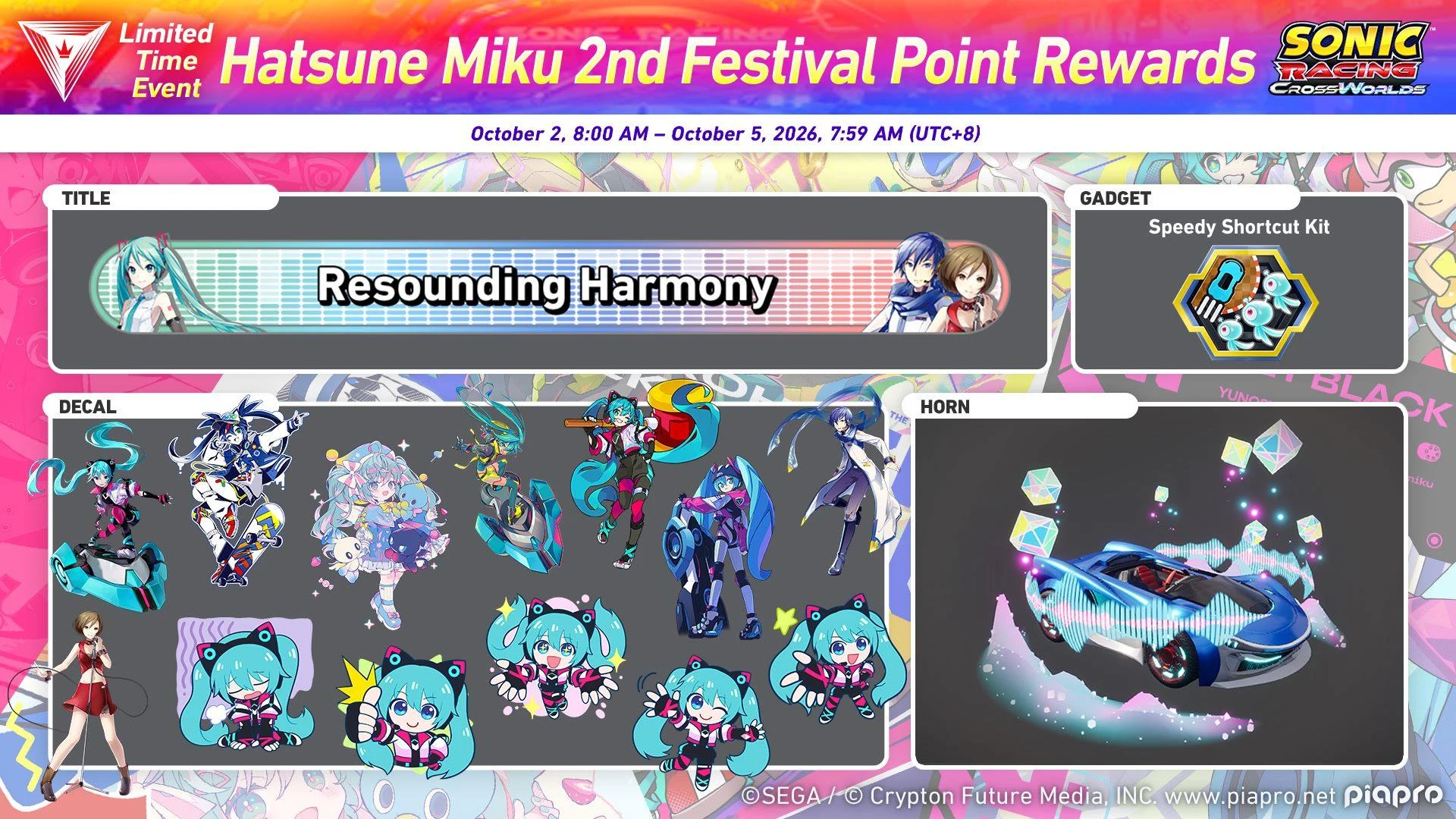 فعالية Hatsune Miku 2nd Festival  في Sonic Racing CrossWorlds