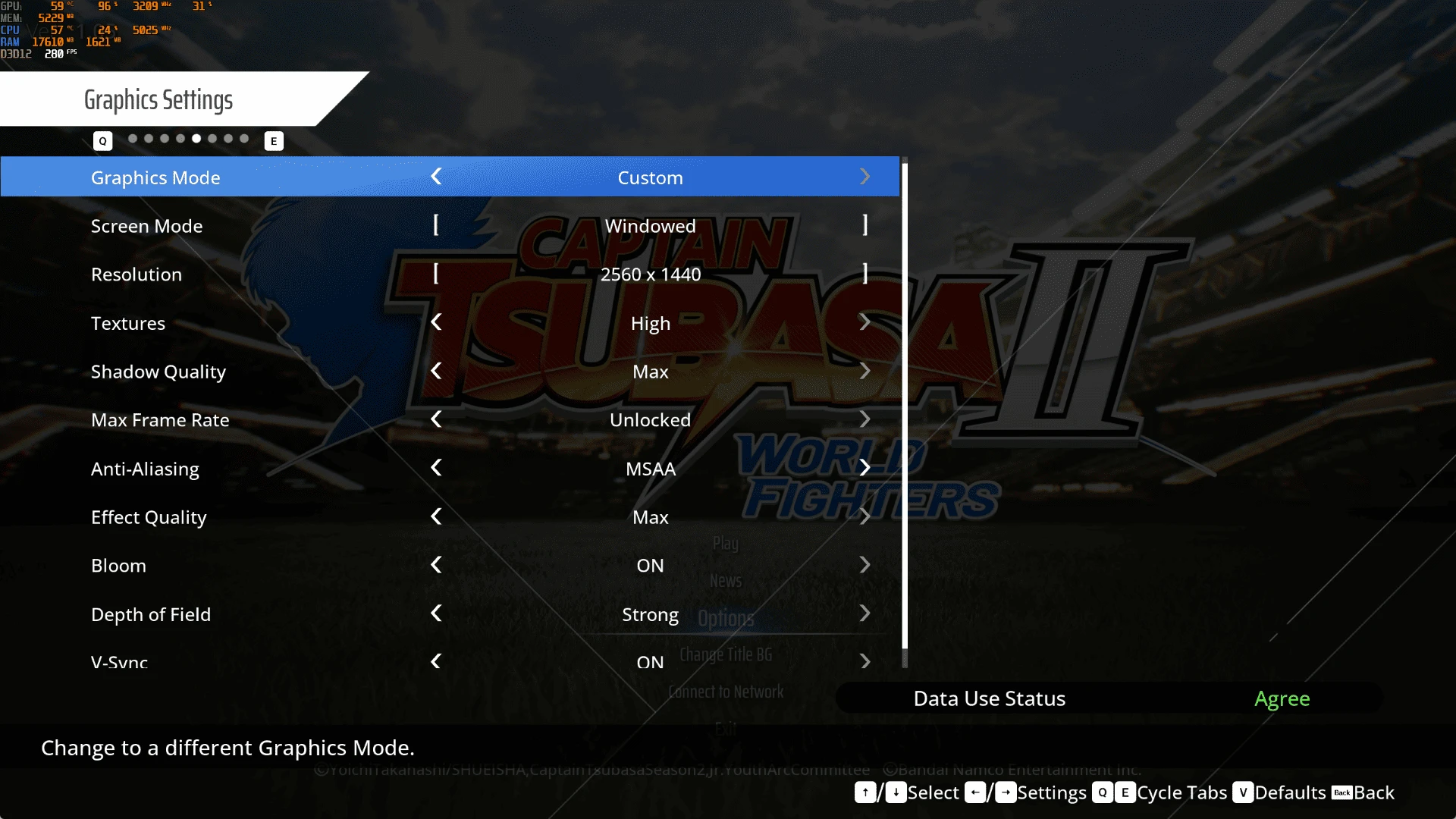 قائمة لعبة Captain Tsubasa 2 World Fighters الرئيسية