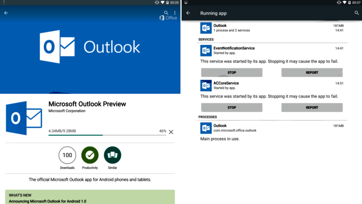 تطبيق "Outlook " متاح على اندرويد