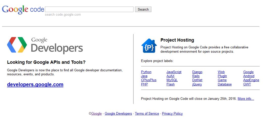 جوجل توقف خدمة Google Code عن العمل