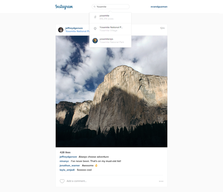 والآن أصبح بإمكاننا البحث في Instagram مباشرة من خلال المتصفح