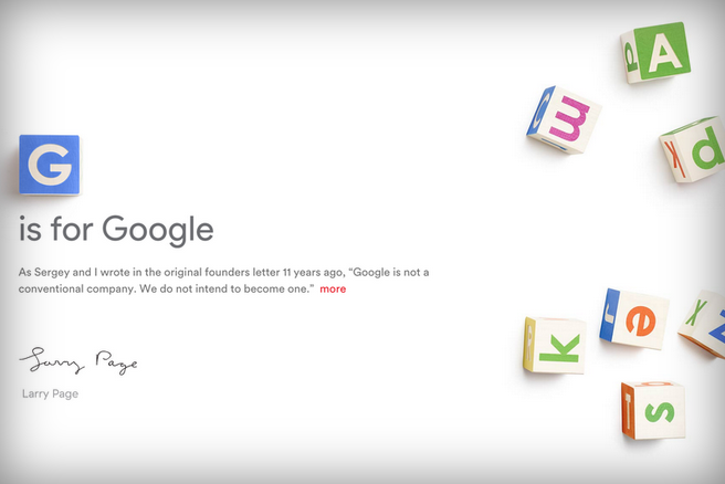 جوجل تتحول إلى Alphabet , لتصبح حرف من ضمن أبجدية جديدة