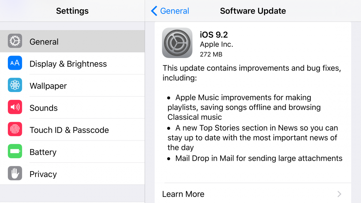 آبل تطلق الإصدار النهائي من تحديث iOS 9.2