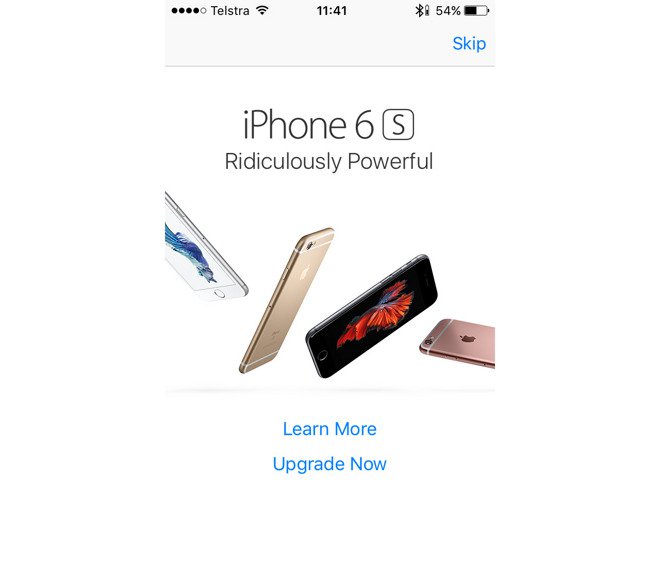 آبل تنشر إعلانًا لهاتف آيفون 6s داخل متجر التطبيقات