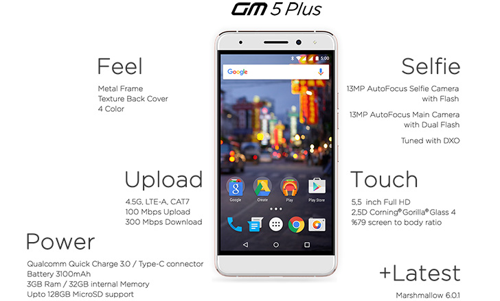 GM5 Plus هاتف Android One بسعر 300$
