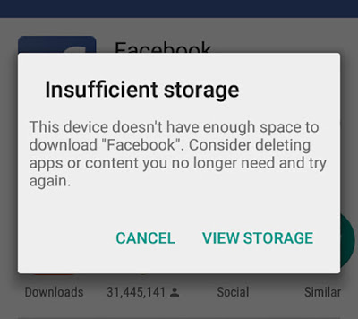 كيف تقوم بحل مشكلة Insufficient storage space