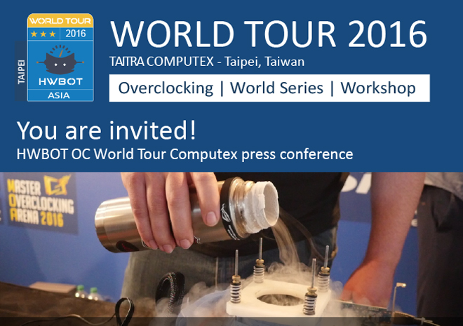 HWBOT المختصة في فعاليات كسر السرعة تعلن عن حضورها لمعرض Computex 2016