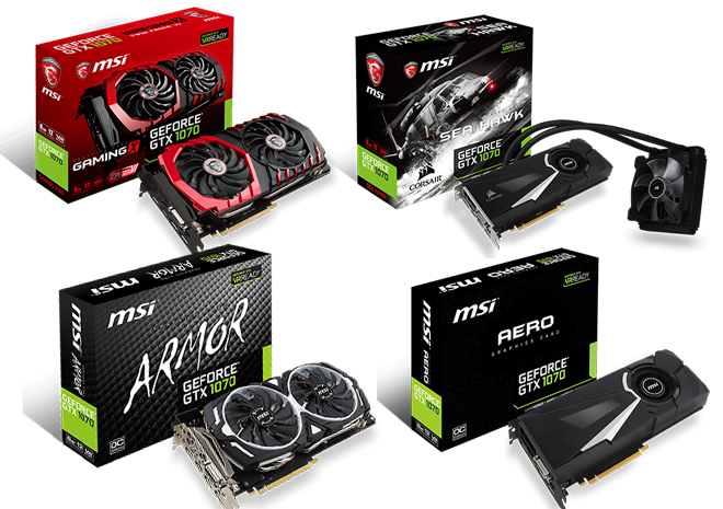 تعرف على 4 إصدارات مختلفة لبطاقة GTX 1070 الجديدة من MSI