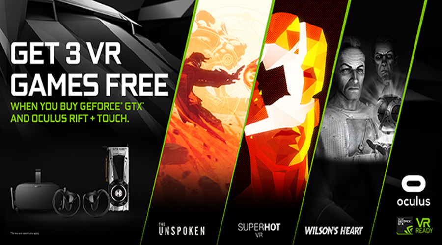 3 ألعاب VR مجاناً عند شراء إحدى بطاقات GeForce GTX مع نظارة Rift Oculus