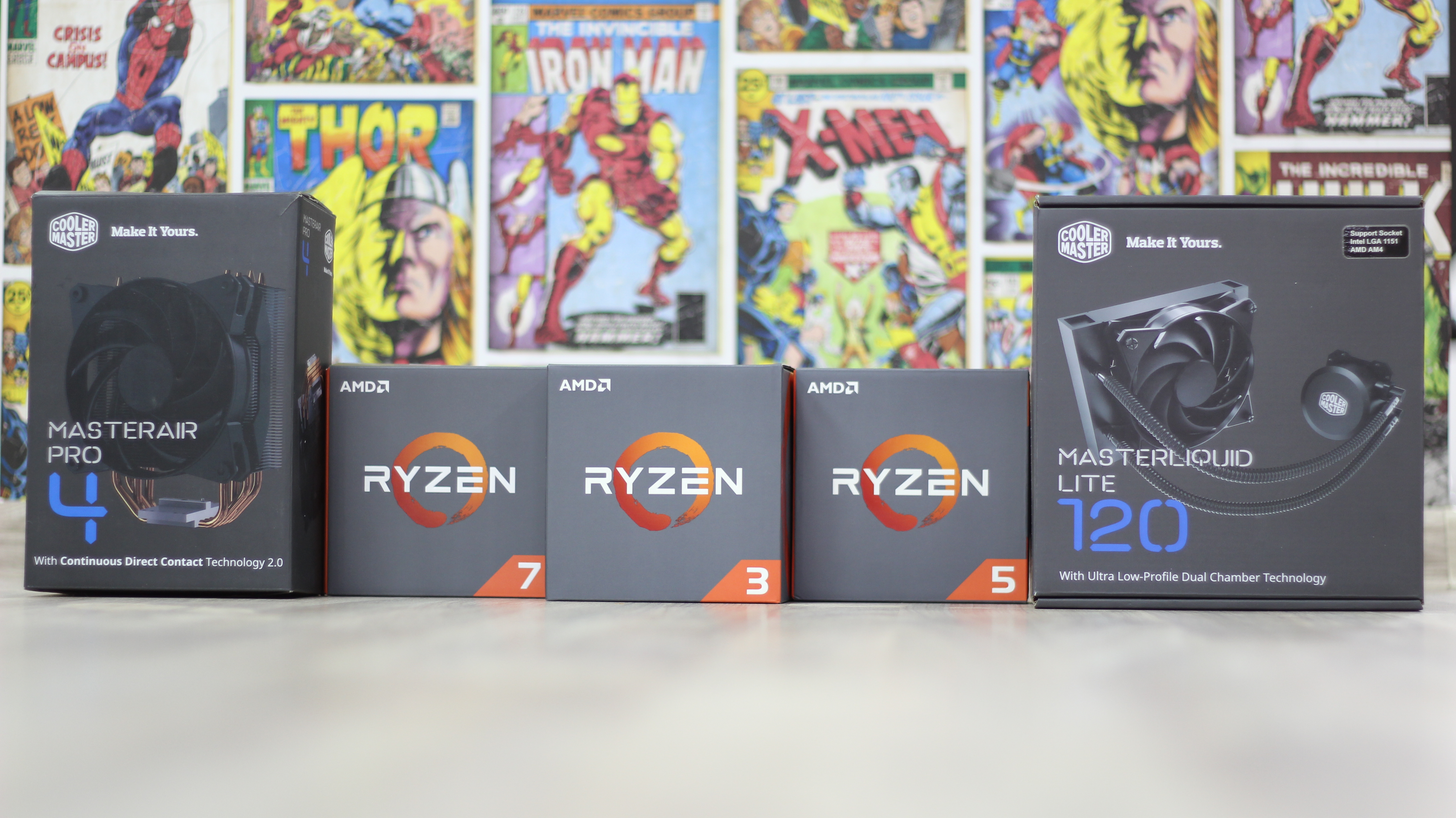 أداء المُبردات MasterAir Pro 4 / MasterLiquid Lite 120 مع معالجات AMD RYZEN 3/5/7