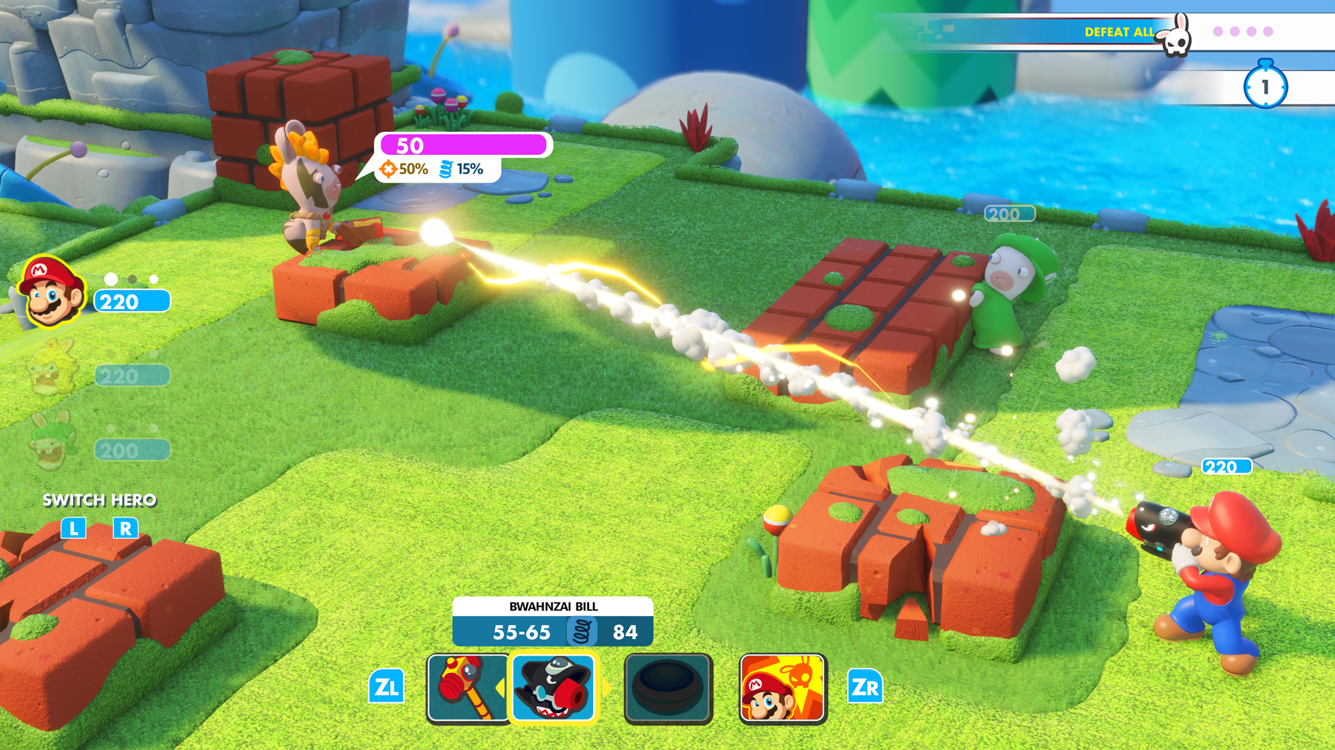 12 دقيقة كاملة من أسلوب اللعب التعاوني داخل لعبة Mario + Rabbids Kingdom Battle