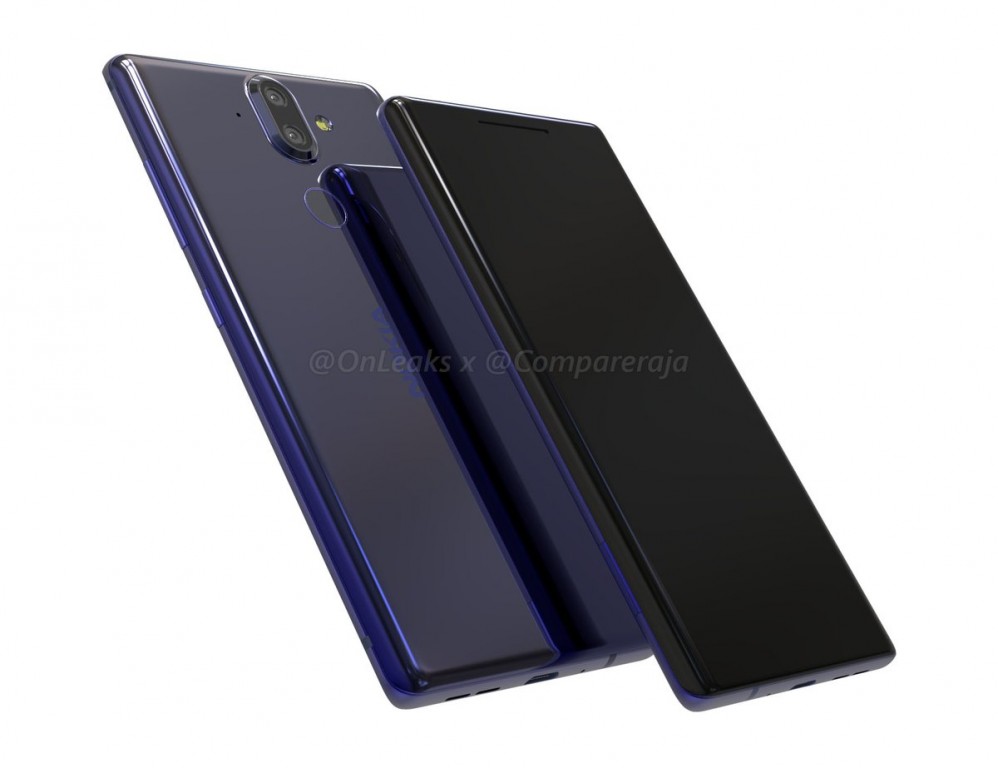 تصميم هاتف Nokia 9 يوضح شاشة منحنية بدون حواف وكاميرا مزدوجة العدسة