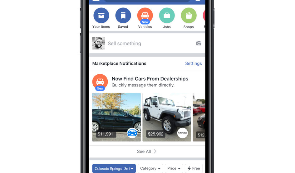 سوق Facebook الأن يدعم قائمة بأسوق السيارات المتاحة حولك !!