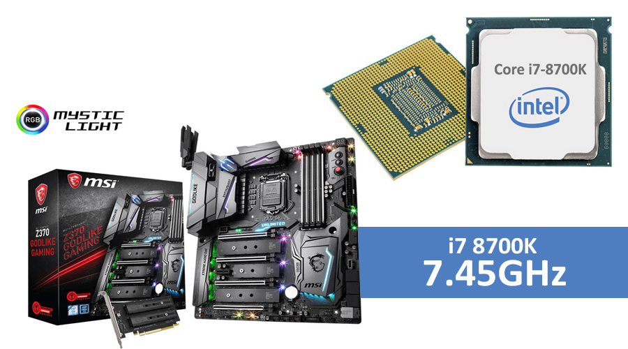 معالج إنتل i7 8700K يحطم التردد السابق ويصل إلى 7.45GHz بفضل لوحة MSI!