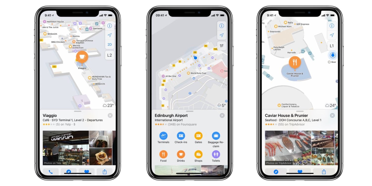 خدمة خرائط آبل Apple Maps تضيف خرائط داخلية جديدة لثلاثة مطارات دولية