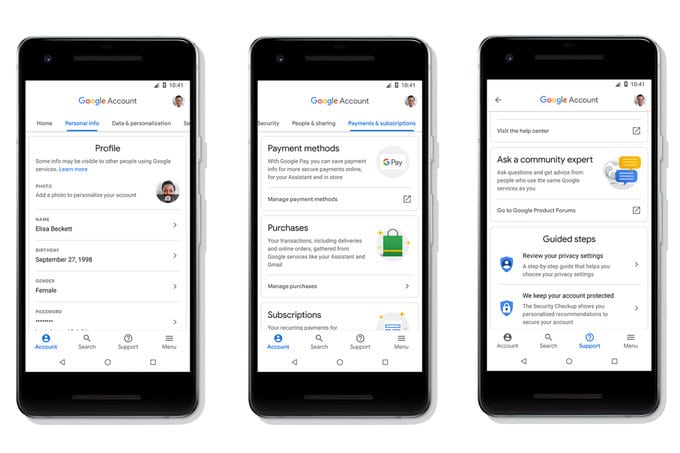 جوجل تطلق واجهة Google Account المعاد تصميمها لمستخدمي أندرويد