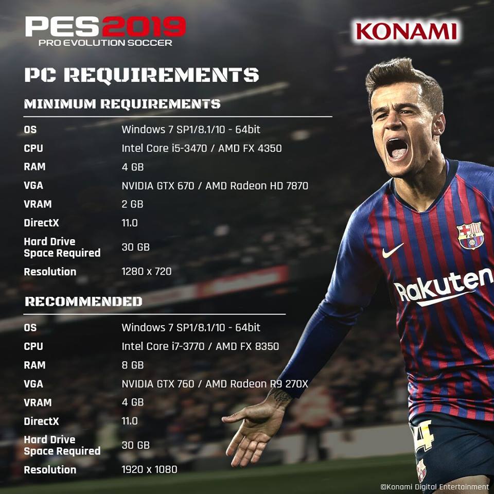 عرب هاردوير - الكشف عن متطلبات تشغيل pes 2019 علي الكمبيوتر