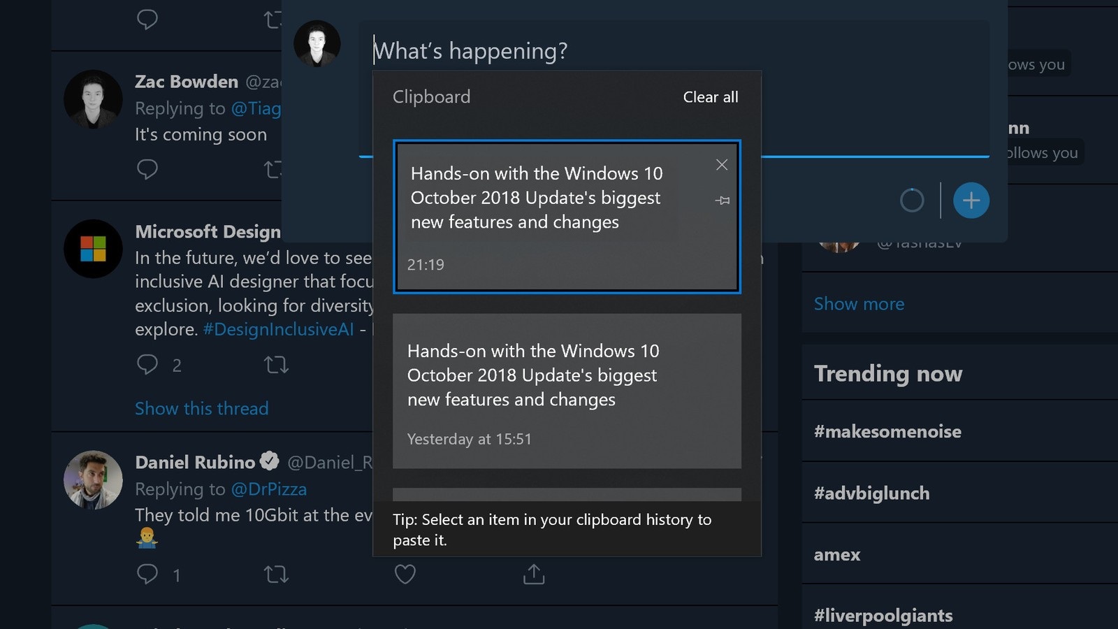 الـCloud Clipboard في ويندوز 10 ستتزامن مع أندرويد