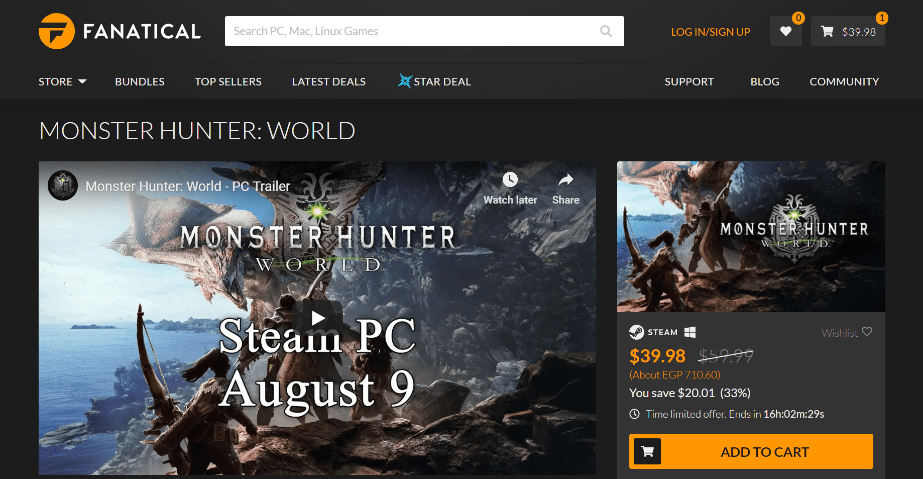 فرصة لتحصل على Monster Hunter: World بخصم 33% من Fanatical