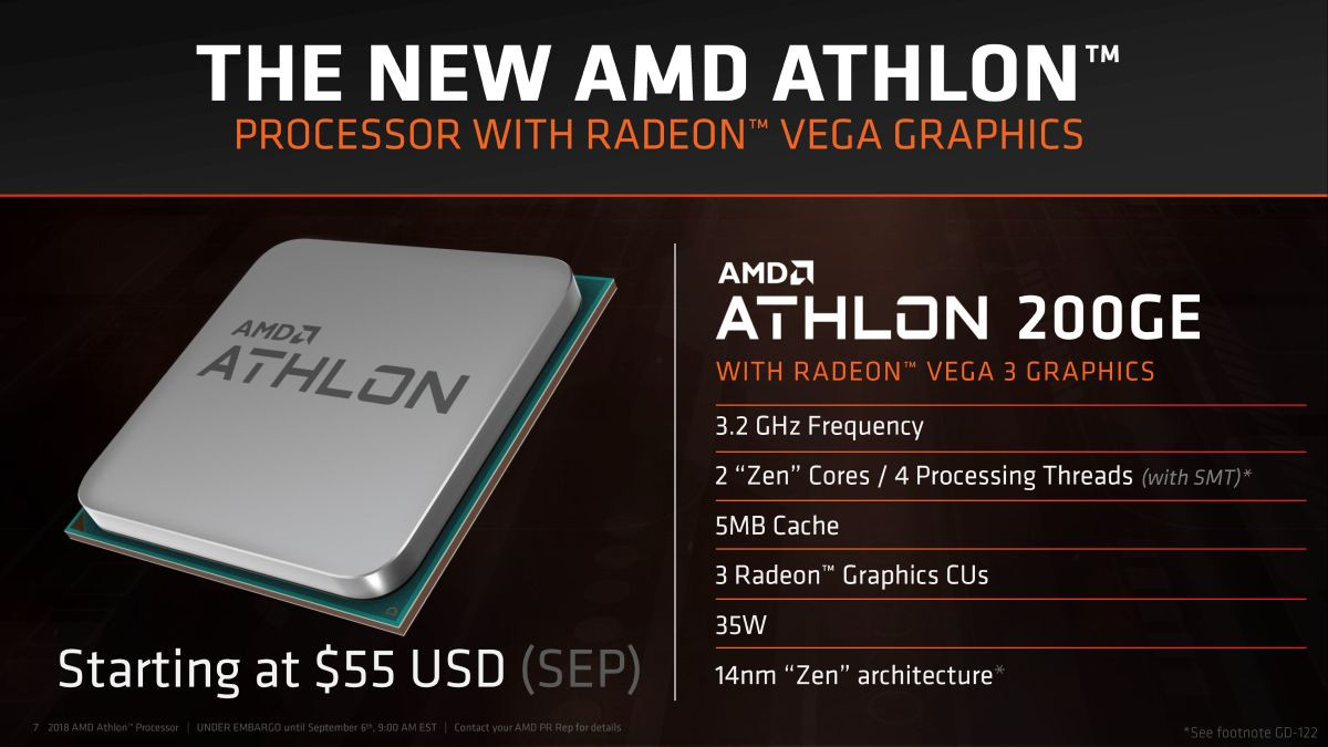AMD تطرح معالجات Athlon 220GE, 240 GE لخلافة معالجها Athlon 200GE
