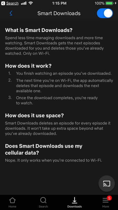 خاصية Smart Downloads تصل إلى نظام iOS على تطبيق Netflix