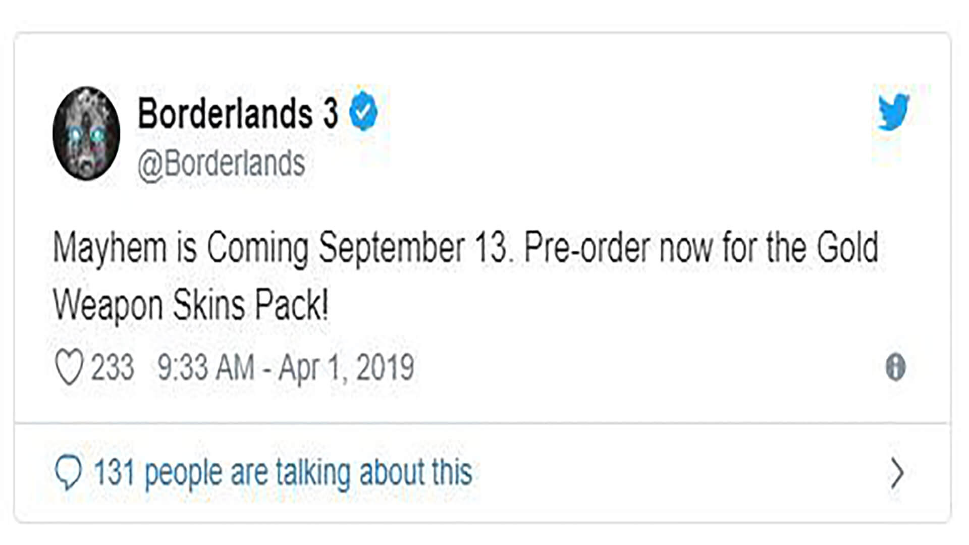 لعبة Borderland 3 قد تصدر فى سبتمبر حصريا على Epic Games أم أنها كذبة أبريل؟ لعبة Borderland 3 قد تصدر فى سبتمبر حصريا على Epic Games أم أنها كذبة أبريل؟