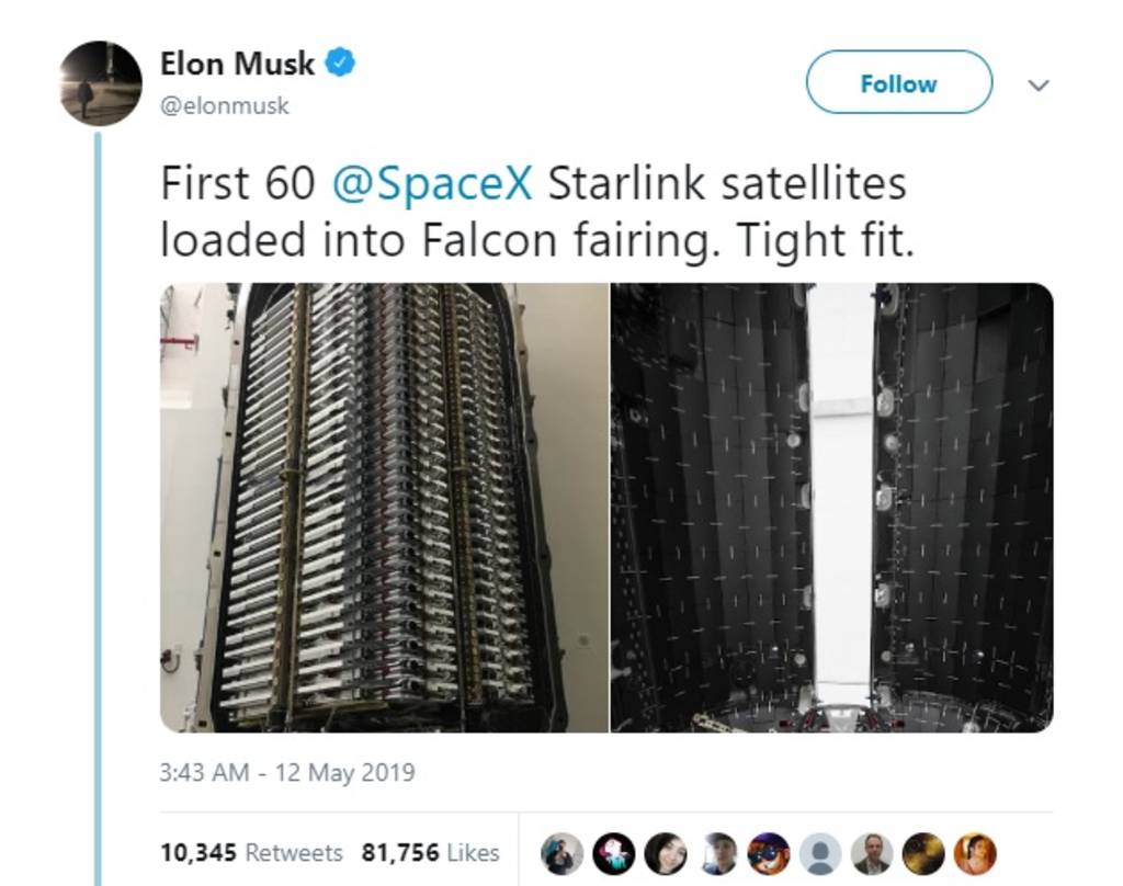 SpaceX تُطلق 60 قمراً صناعياً لنشر الإنترنت في جميع أنحاء العالم